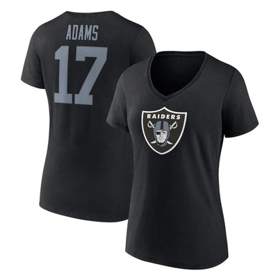 Fanatics Women's  Davante Adams Black Las Vegas Raiders Player Icon Name And Number V-neck T-shirt