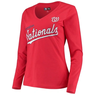 G-iii 4her By Carl Banks Red Washington Nationals Post Season Long Sleeve T-shirt