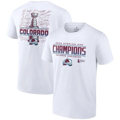 Fanatics Branded White Colorado Avalanche 2022 Stanley Cup Champions Signature Roster T-shirt