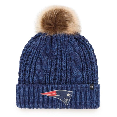 47 ' Navy New England Patriots Logo Meeko Cuffed Knit Hat With Pom