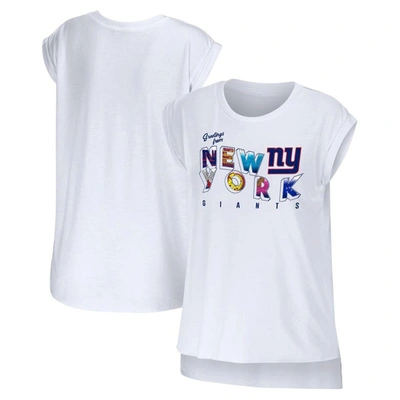 Wear By Erin Andrews White New York Giants Greetings From Muscle T-shirt