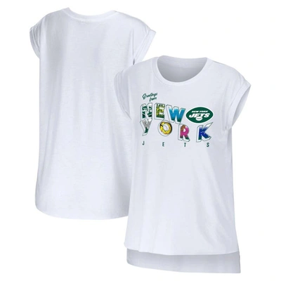 Wear By Erin Andrews White New York Jets Greetings From Muscle T-shirt