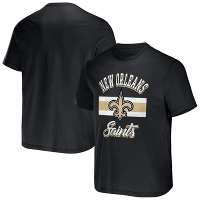 Nfl X Darius Rucker Collection By Fanatics Black New Orleans Saints Stripe T-shirt