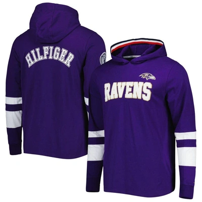 Tommy Hilfiger Purple/white Baltimore Ravens Alex Long Sleeve Hoodie T-shirt