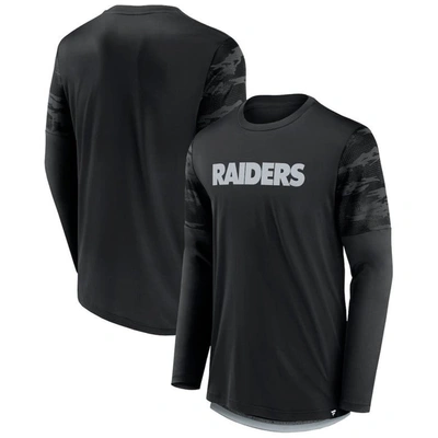 Fanatics Branded Black/silver Las Vegas Raiders Square Off Long Sleeve T-shirt In Black,silver