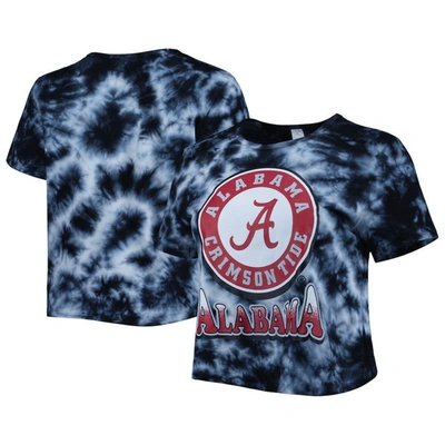 Zoozatz Black Alabama Crimson Tide Cloud-dye Cropped T-shirt