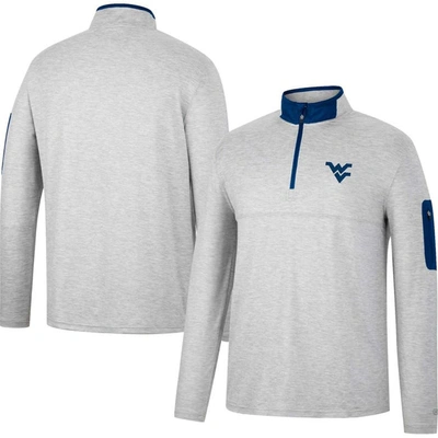 Colosseum Men's  Heathered Gray, Navy West Virginia Mountaineers Country Club Windshirt Quarter-zip J In Heathered Gray,navy