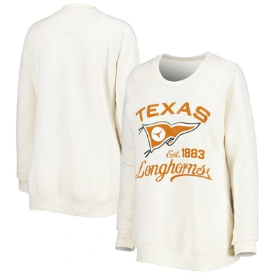 Pressbox Cream Texas Longhorns Old Standard Pennant Knobi Raglan Pullover Sweatshirt