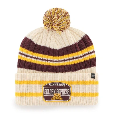 47 ' Natural Minnesota Golden Gophers Hone Patch Cuffed Knit Hat With Pom