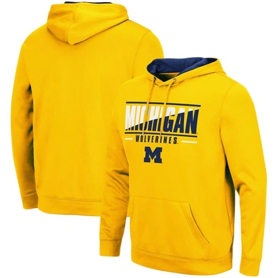 Colosseum Maize Michigan Wolverines Slash Stack 2.0 Pullover Hoodie