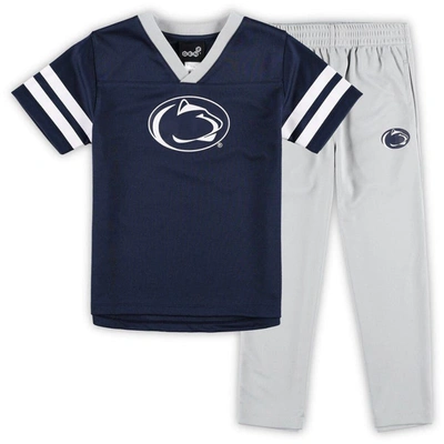 Outerstuff Kids' Preschool Navy/gray Penn State Nittany Lions Red Zone Jersey & Pants Set