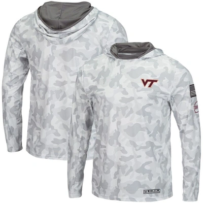 Colosseum Arctic Camo Virginia Tech Hokies Oht Military Appreciation Long Sleeve Hoodie Top