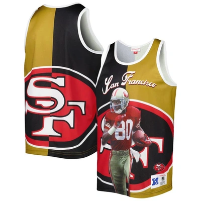 Mitchell & Ness Men's  Jerry Rice Black, Gold San Francisco 49ers Retired Player Graphic Tank Top In Black,gold