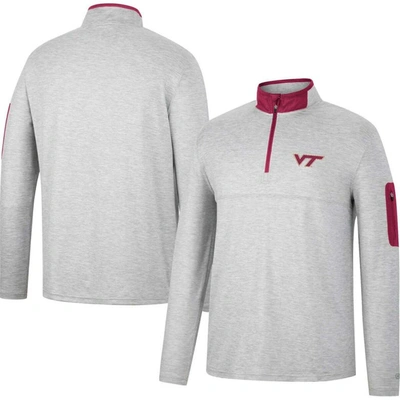 Colosseum Men's  Heathered Gray, Maroon Virginia Tech Hokies Country Club Windshirt Quarter-zip Jacke In Heathered Gray,maroon