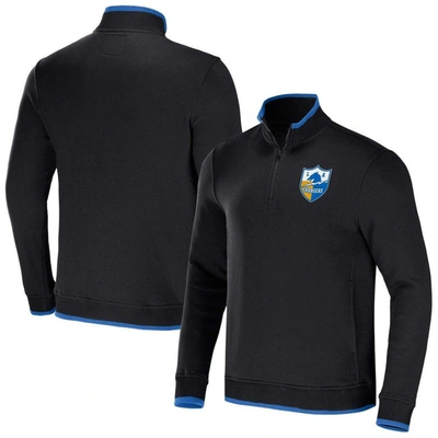 Nfl X Darius Rucker Collection By Fanatics Black Los Angeles Chargers Logo Quarter-zip Top