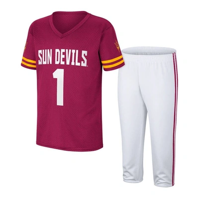 Colosseum Kids' Big Boys  Maroon, White Arizona State Sun Devils Football Jersey And Pants Set In Maroon,white