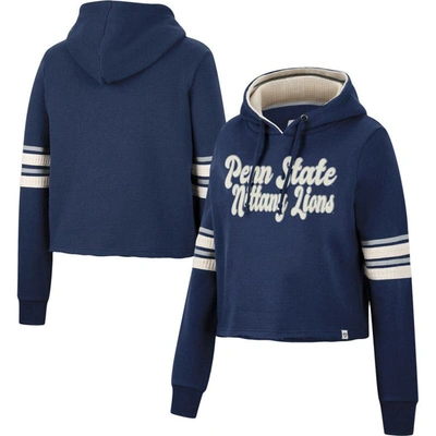 Colosseum Navy Penn State Nittany Lions Retro Cropped Pullover Hoodie