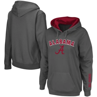 Colosseum Women's Charcoal Alabama Crimson Tide Arch And Logo 1 Pullover Hoodie