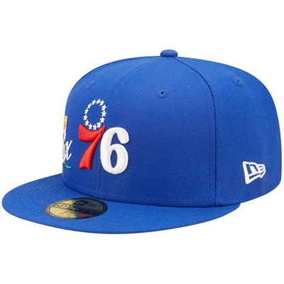 New Era Royal Philadelphia 76ers 3x Nba Finals Champions Crown 59fifty Fitted Hat In Blue/white