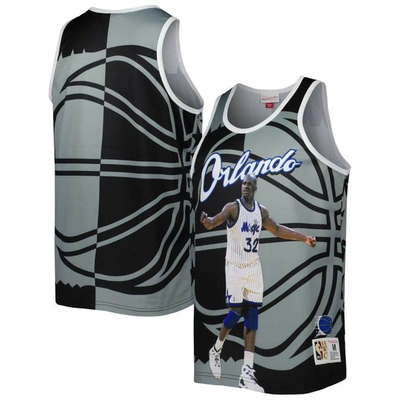 Mitchell & Ness Men's  Shaquille O'neal Black And Gray Orlando Magic Sublimated Player Tank Top In Black,gray