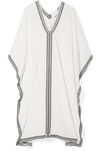 Marie France Van Damme Boubou Spade-embroidered V-neck Silk Coverup Dress, One Size In White