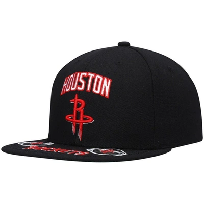 Mitchell & Ness Men's  Black Houston Rockets Front Loaded Snapback Hat