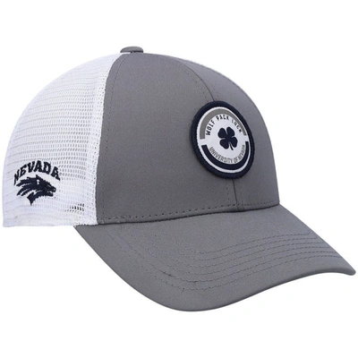 Black Clover Men's Grey, White Nevada Wolf Pack Motto Trucker Snapback Hat In Grey,white