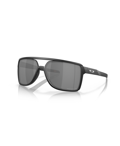 Oakley Castel 63mm Prizm™ Polarized Oversize Rectangular Sunglasses In Prizm Black Polarized
