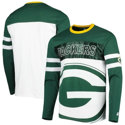 Starter Men's  Green, White Green Bay Packers Halftime Long Sleeve T-shirt In Green,white