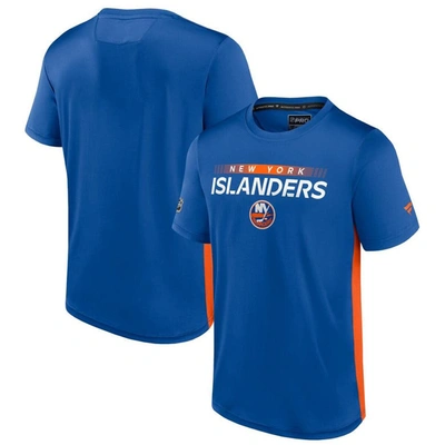 Fanatics Branded Royal/orange New York Islanders Authentic Pro Rink Tech T-shirt In Royal,orange