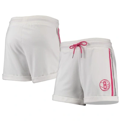 Lusso White/pink Brooklyn Nets Melody Cuffed Tri-blend Shorts