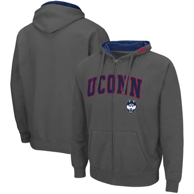 Colosseum Men's  Charcoal Uconn Huskies Arch And Logo 3.0 Full-zip Hoodie