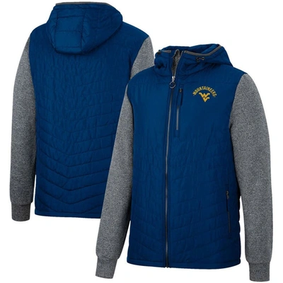 Colosseum Navy West Virginia Mountaineers Course Herringbone Full-zip Hoodie