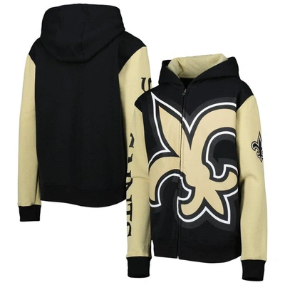 Outerstuff Kids' Youth Black/gold New Orleans Saints Poster Board Full-zip Hoodie