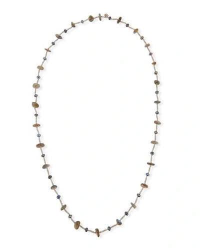 Stephen Dweck Pearl & Labradorite Beaded Station Necklace, 44" In Gray