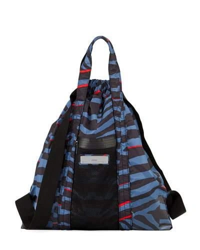 Adidas By Stella Mccartney Nylon Striped Gym Bag In Black Pattern