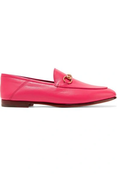 Gucci Brixton Horsebit-detailed Leather Collapsible-heel Loafers In Fuchsia