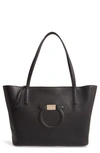 Ferragamo Gancio City Leather Tote In Black