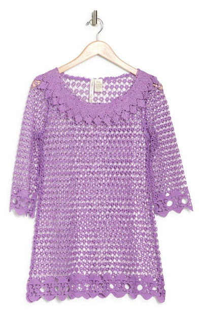 Forgotten Grace Crochet Blouse In Purple