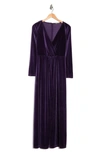 Love By Design Long Sleeve Velvet Maxi Dress In Blackberry Cordial