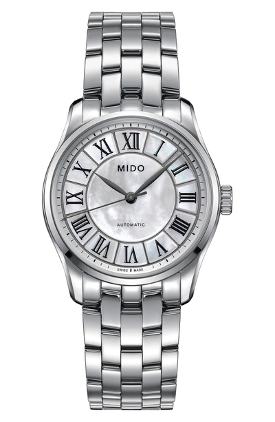 Mido Belluna Ii Bracelet Watch, 33mm In Silver/ Mop/ Silver