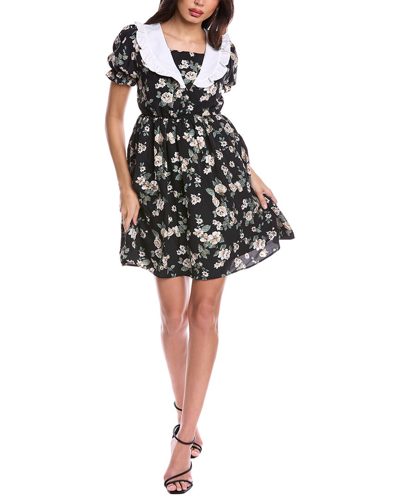 Avantlook Floral Mini Dress In Black