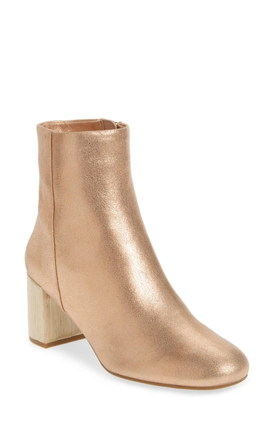 Taryn Rose Cassidy Genuine Calf Hair Block Heel Bootie In Rose Gold Leather