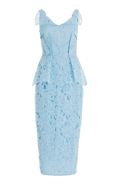 Emilia Wickstead Maesa Floral-embroidered Organza-lace Dress In Blue