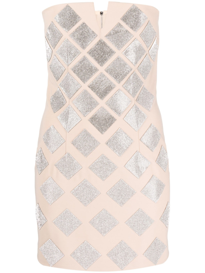Nué Gia Rhinestone-embellished Jersey Mini Dress In Silver