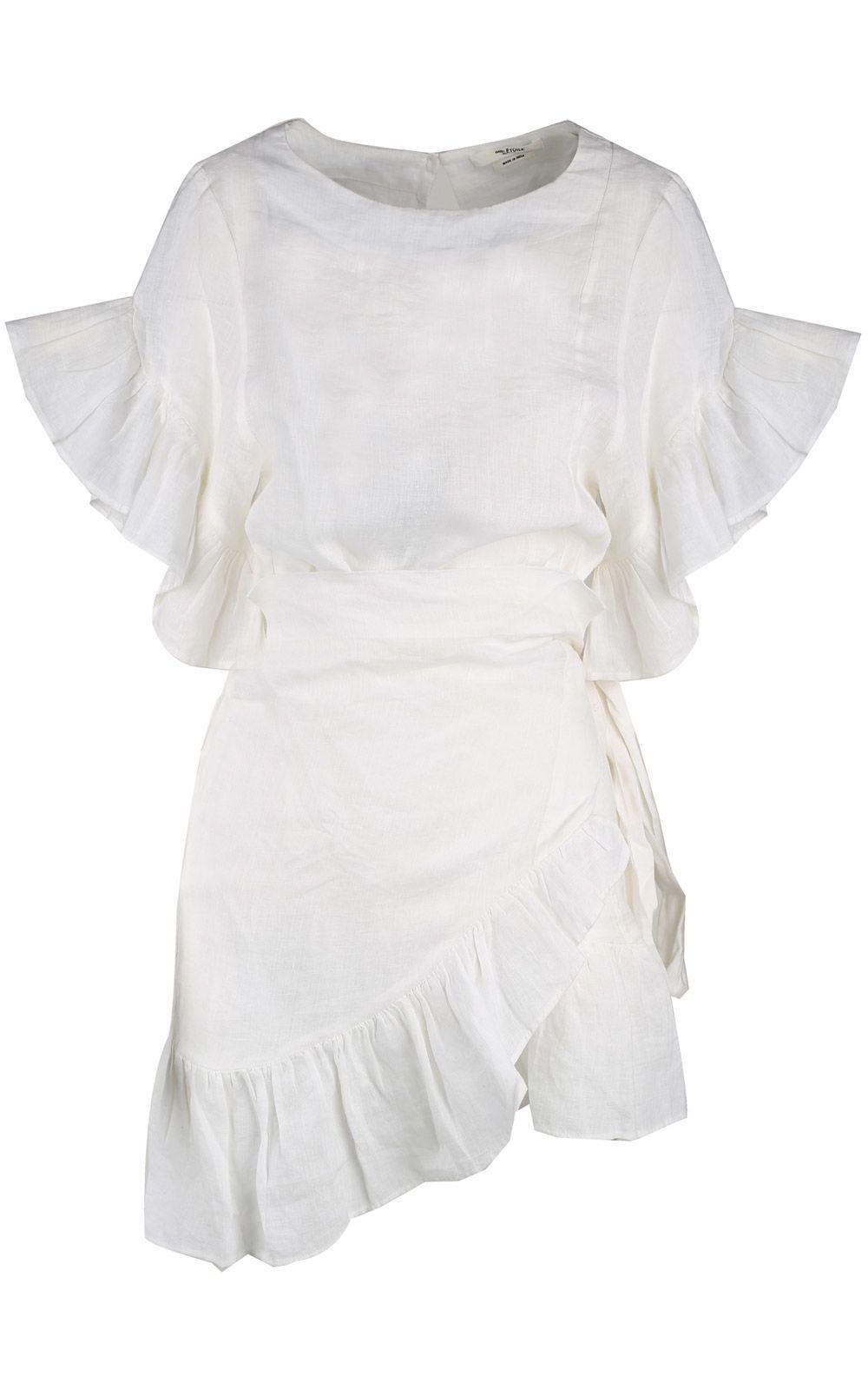 Isabel Étoile Delicia Ruffle-trimmed Linen Dress In Bianco |
