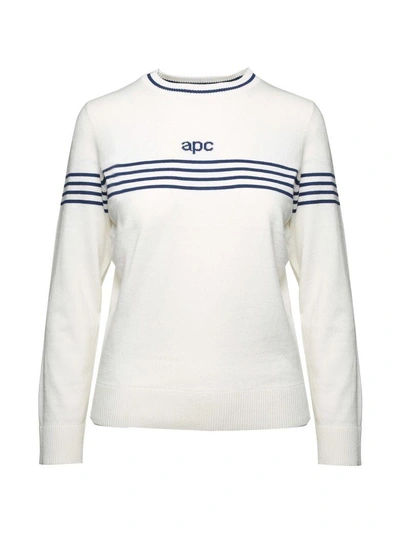 Apc Brand Striped Cotton-blend Sweater In White