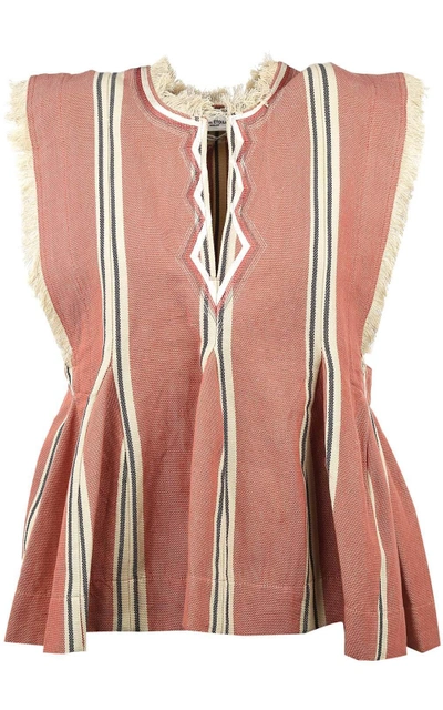 Isabel Marant Étoile Drappy Striped Cotton Top In Red