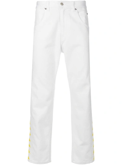 Paura Side-logo Straight-leg Jeans In White