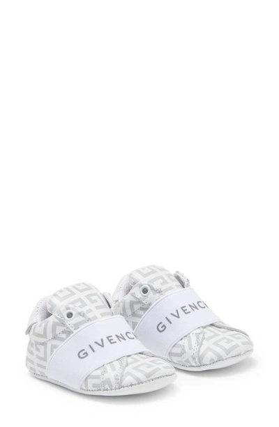 Givenchy Kids' Logo Band Crib Shoe In White Grey